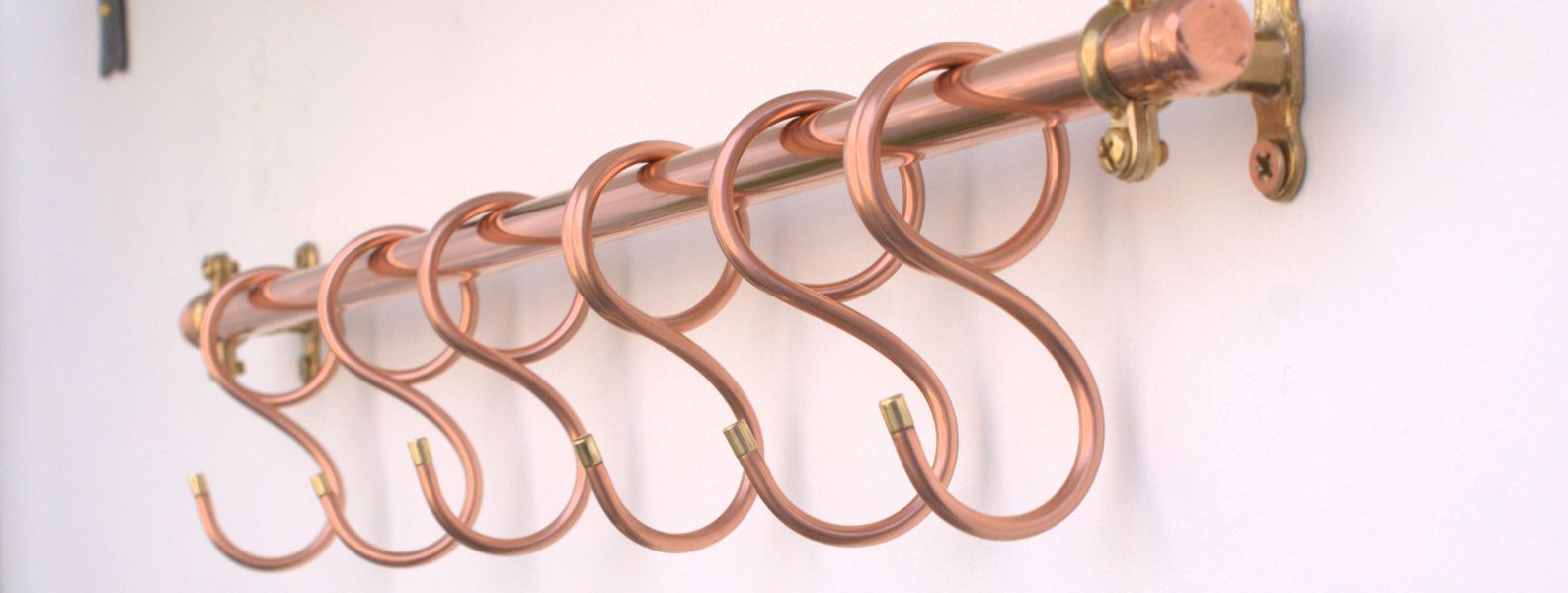 Handmade copper kitchen rack in modern minimalist style